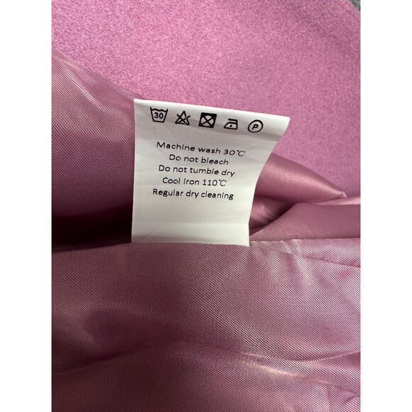 NEW Allegra K Women’s Pink Long Over Coat XL Button Front Jacket Preppy Career - Picture 9 of 11